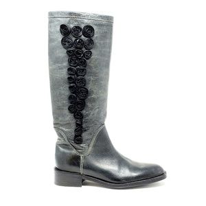 Luzzi Made In Italy Charcoal Leather Boots